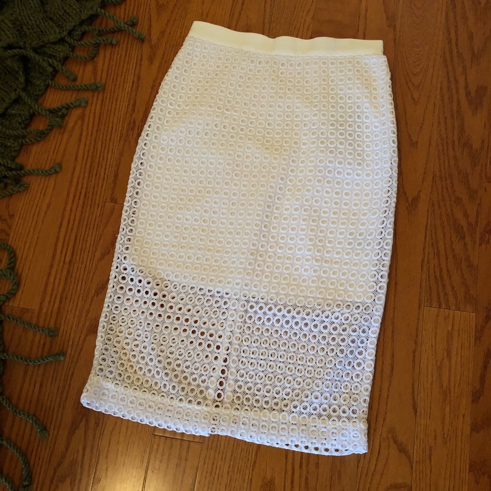 Kendall and Kylie Eyelet Lace Slit Pencil Skirt